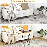 Vista 6 de HOOBRO Juego de 2 bandejas portátiles para TV, mesas plegables para TV, mesas de bandeja de TV para espacios pequeños, bandejas de comedor