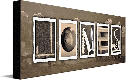 Vista 12 de Personal-Prints - Arte de Nombre de Fútbol - Regalo Personalizado (soporte de bloque de 6.5 x 18 pulgadas)
