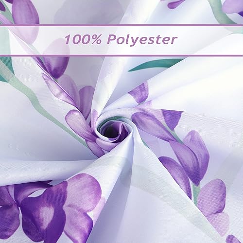 Miniatura 5 de Bonhause Cortina de ducha con diseño de flores de lavanda, cortina de baño decorativa de mariposa floral morada, 72 x 72 pulgadas, tela de poliéster