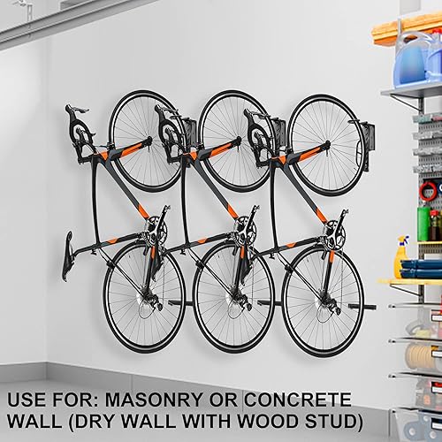 Miniatura 2 de Auwey Soporte de pared giratorio para bicicleta, 2 unidades, soporte para bicicleta, soporte de almacenamiento para bicicletas con bandeja para