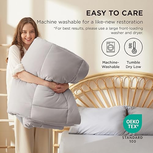 Miniatura 5 de Bedsure Relleno de edredón  Edredones acolchados de gran tamaño King, edredón para todas las estaciones, ropa de cama alternativa de plumón