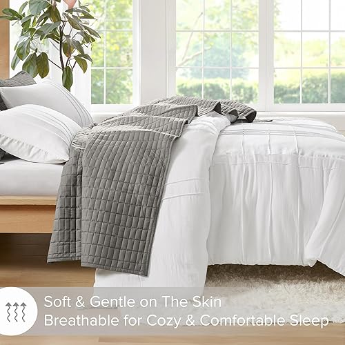 Miniatura 2 de Comfort Spaces Juego de funda de edredón blanca tamaño Queen  Funda de edredón plisada de 3 piezas tamaño Queen, para todas las estaciones, ligera y