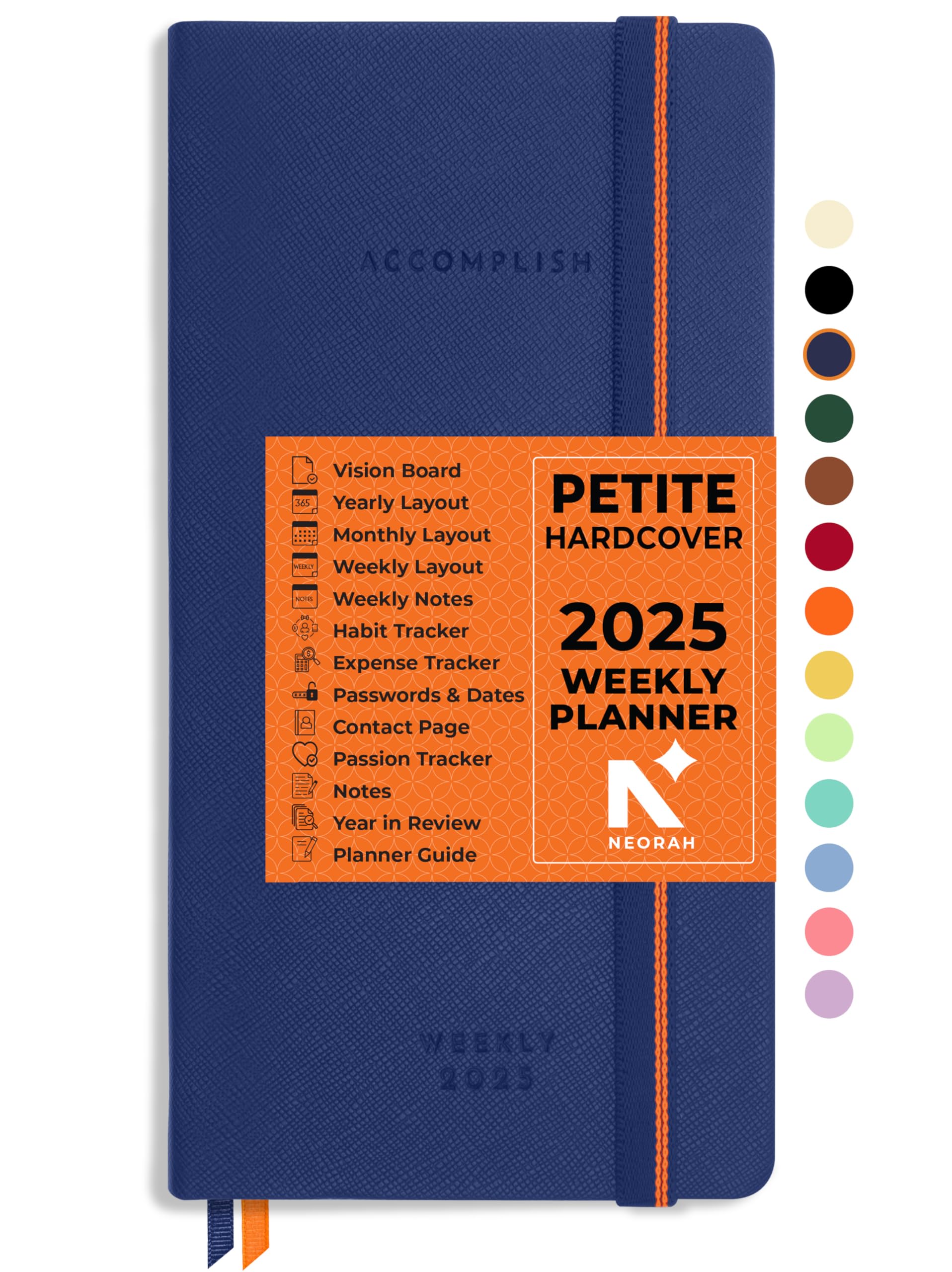 NEORAH - 2026 DATED PETITE WEEKLY PLANNER|ACCOMPLISH - Includes Yearly|Monthly|Weekly|Budget & Habit Tracker|Gratitude Journal Diary- Productivity Planner Diary(21 x 10.5cm) Hardcover (SARGASSO BLUE)