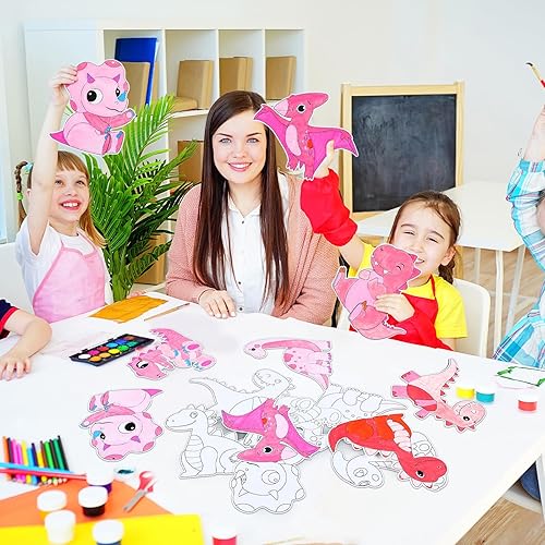 Miniatura 7 de Kit de manualidades para el día de San Valentín, 80 piezas para niños, kit de tarjetas de dinosaurio para colorear de San Valentín, tarjetas de