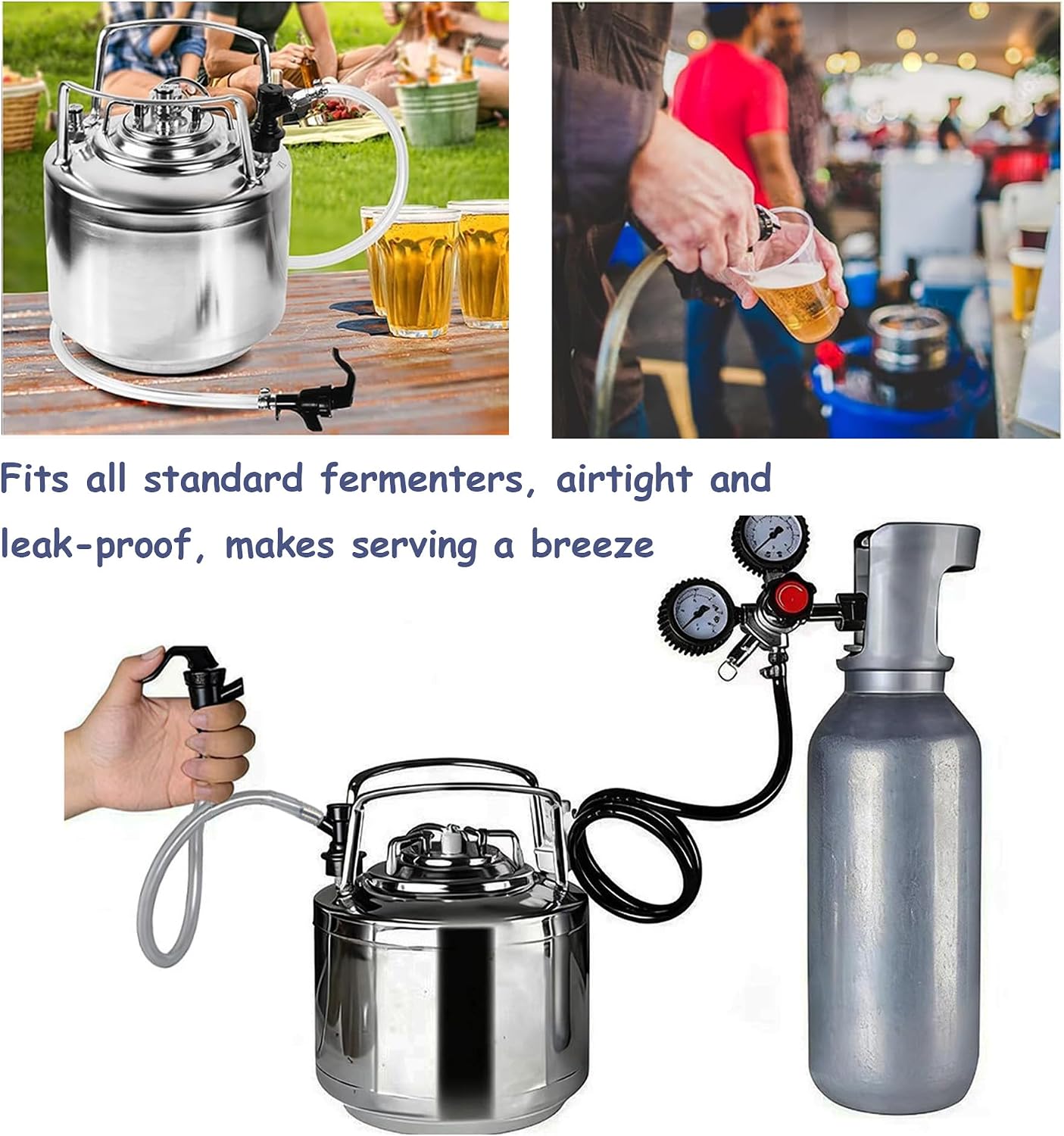 Draft Beer Plastic Squeeze Faucet Picnic Tap Party Tap Faucet for Home Brewing Beer Keg Kegging with Clamps