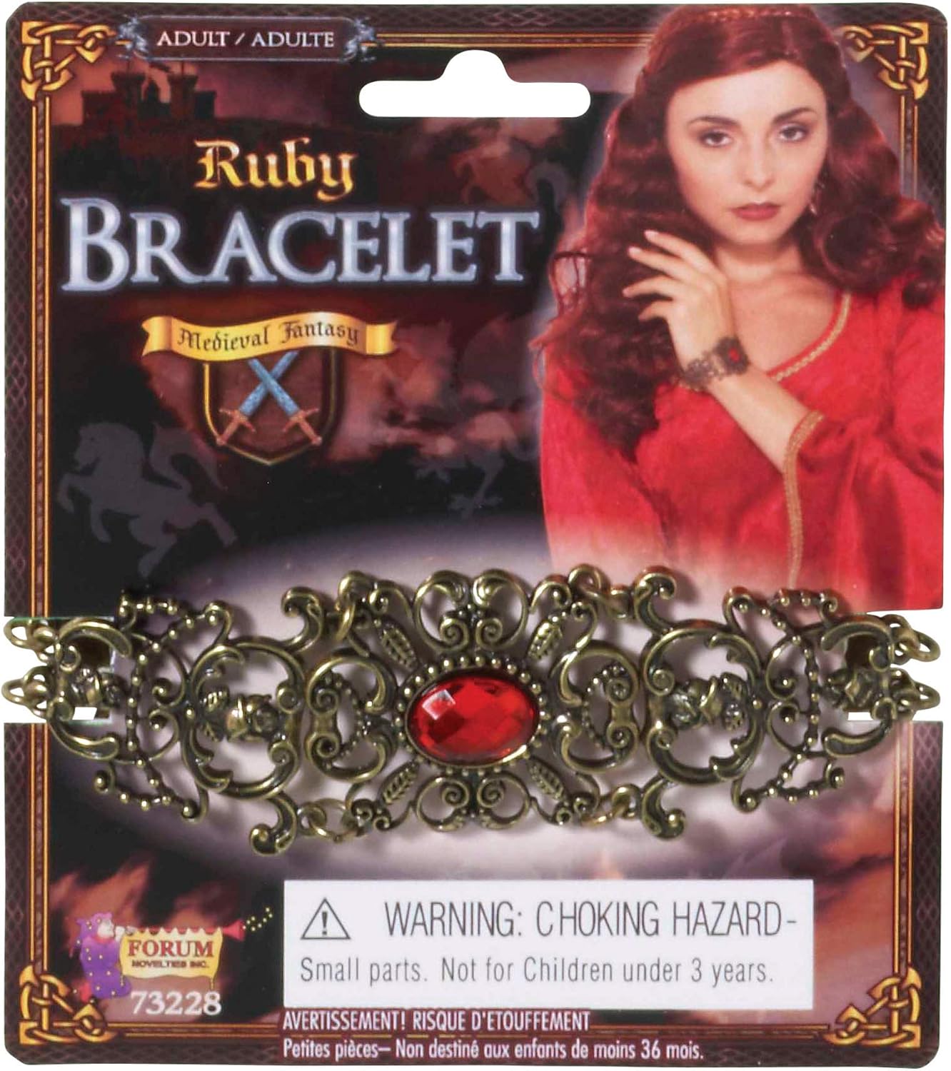Forum Novelties 73228 Medieval Fantasy Ruby Costume Bracelet, One Size fits Most, Pack of 1