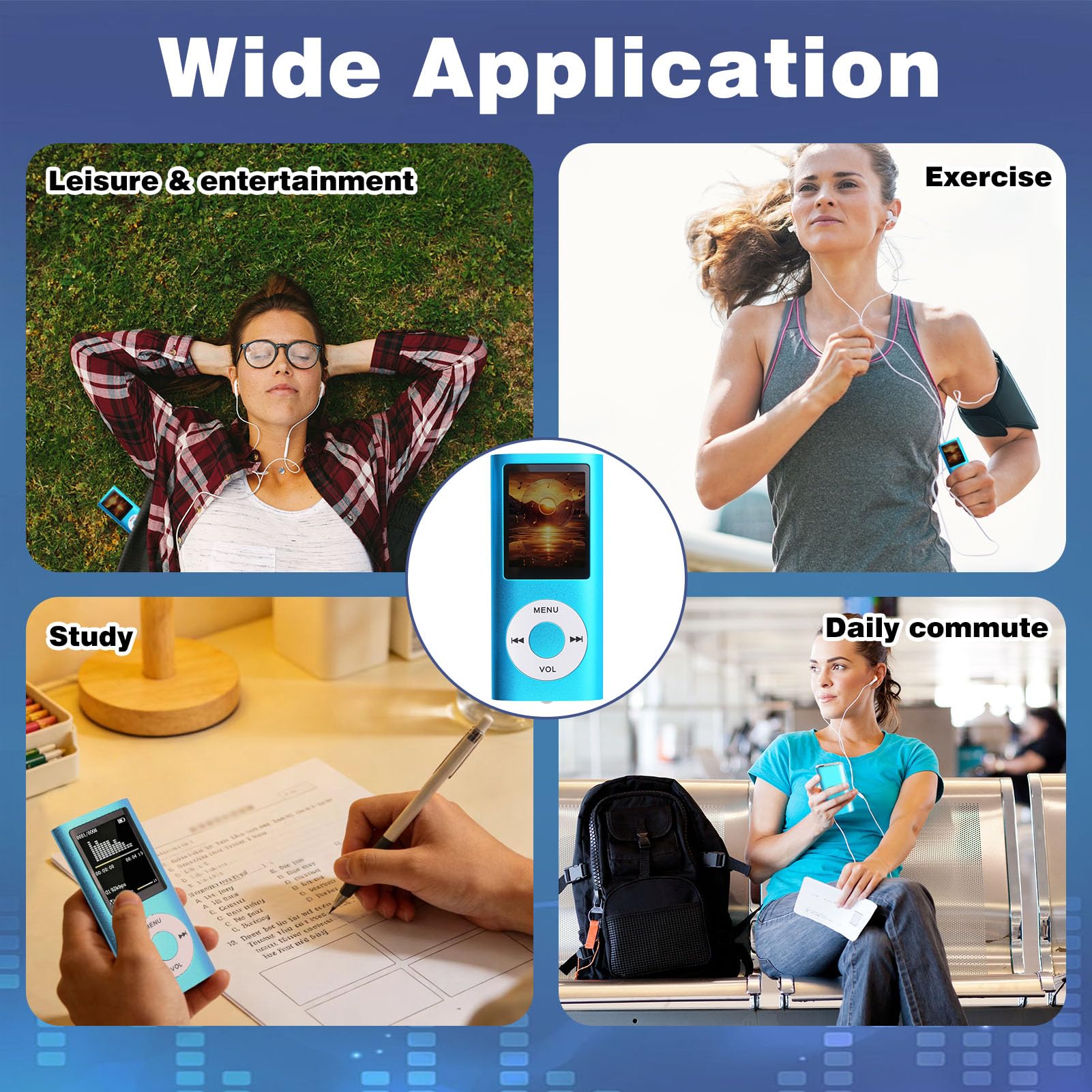 Lettore MP3 MP4 HiFi Portatile Audio Senza Perdita con Schermo LCD da 1,8 Pollici, Slot Scheda di Memoria fino a 32 GB, Lettore Musicale Multifunzione per Sport, Bambini e Viaggio