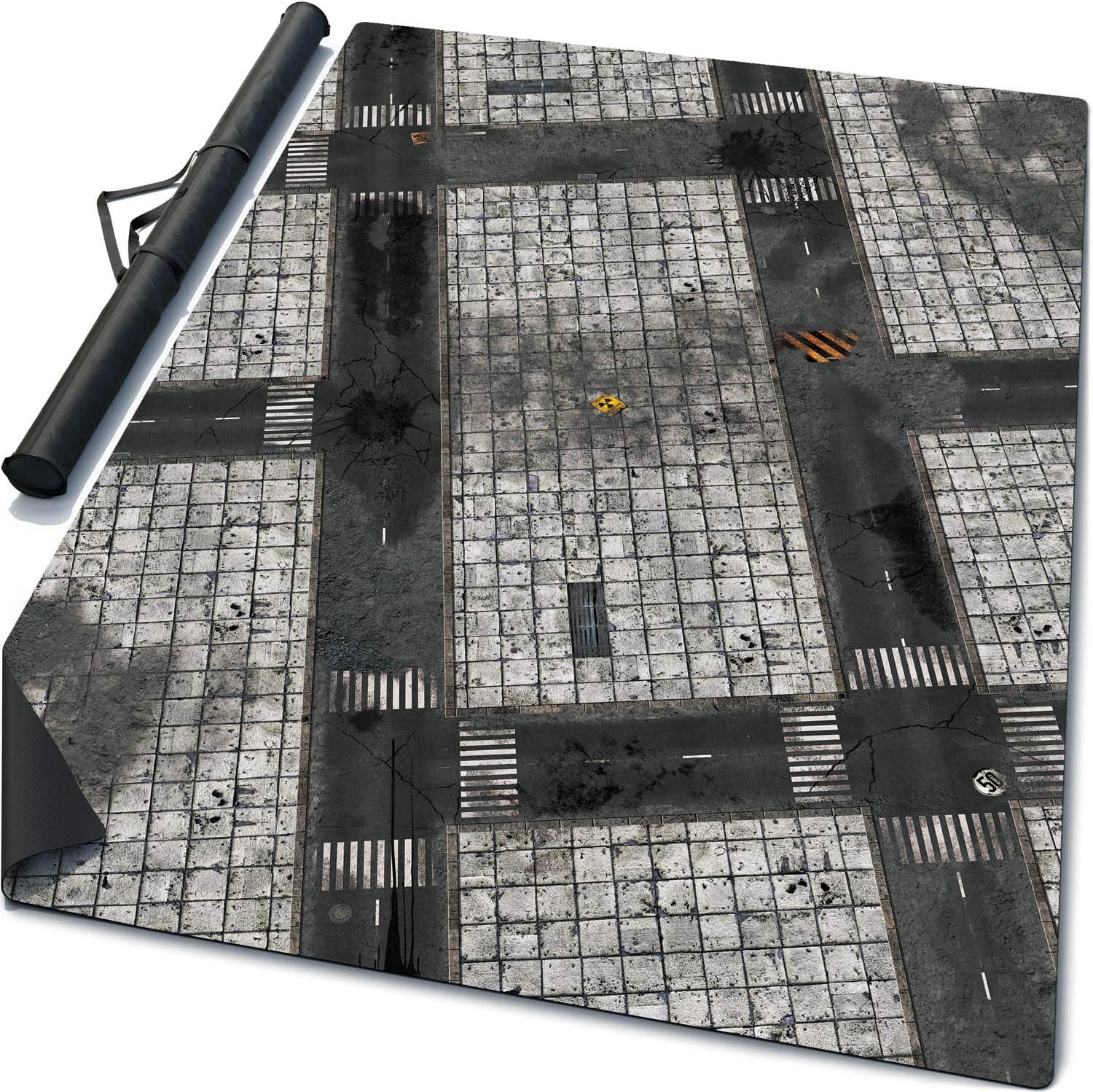 6’ x 4’ Mouse Pad Rubber Battle Mat: Concrete + Bag