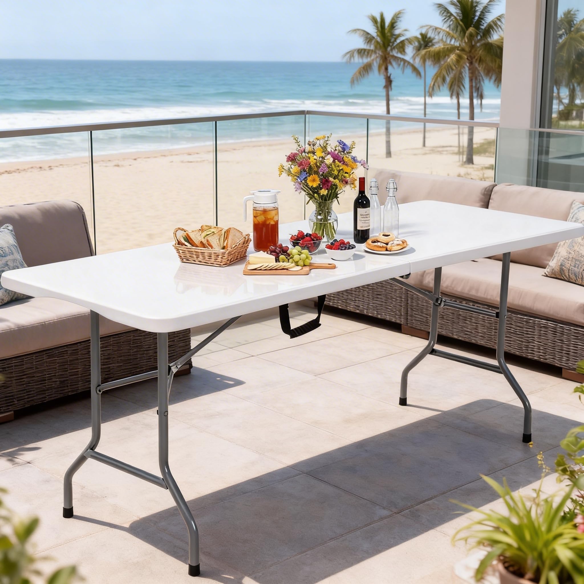 Amazon.com: DWVO 6FT Folding Table, Heavy Duty Folding Tables with