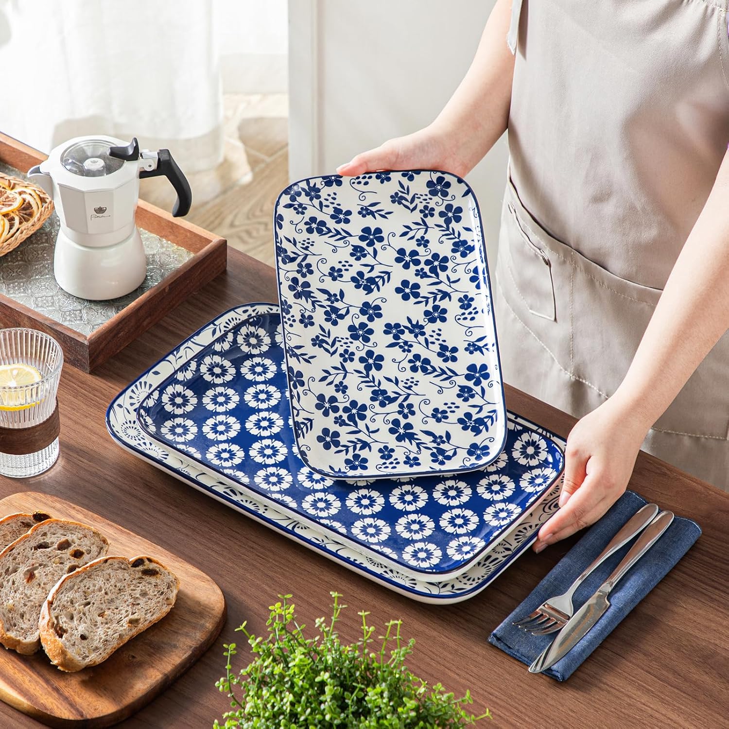 vancasso Porcelain Serving Platters Set of 3, Serving Trays for Party, Serving Dishes for Entertaining, Ceramic Trays for Serving Food, 16"/14"/12" Inch, Series SELENE - Image 8