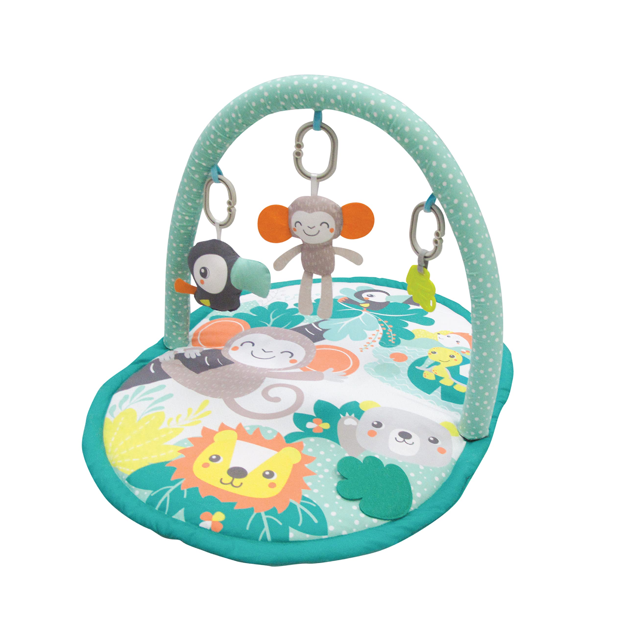 The Moon brandJungle Friends Mat With Single Arch, Om+, Baby Playmat & Activity Gym with hanging rattles soft and comfortable cushion mat - Green