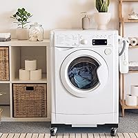 Vista 5 de Mini soporte de nevera ajustable para muebles Dolly Heavy Duty Lavadora, Rodillo móvil con 4 ruedas giratorias de bloqueo, base móvil universal