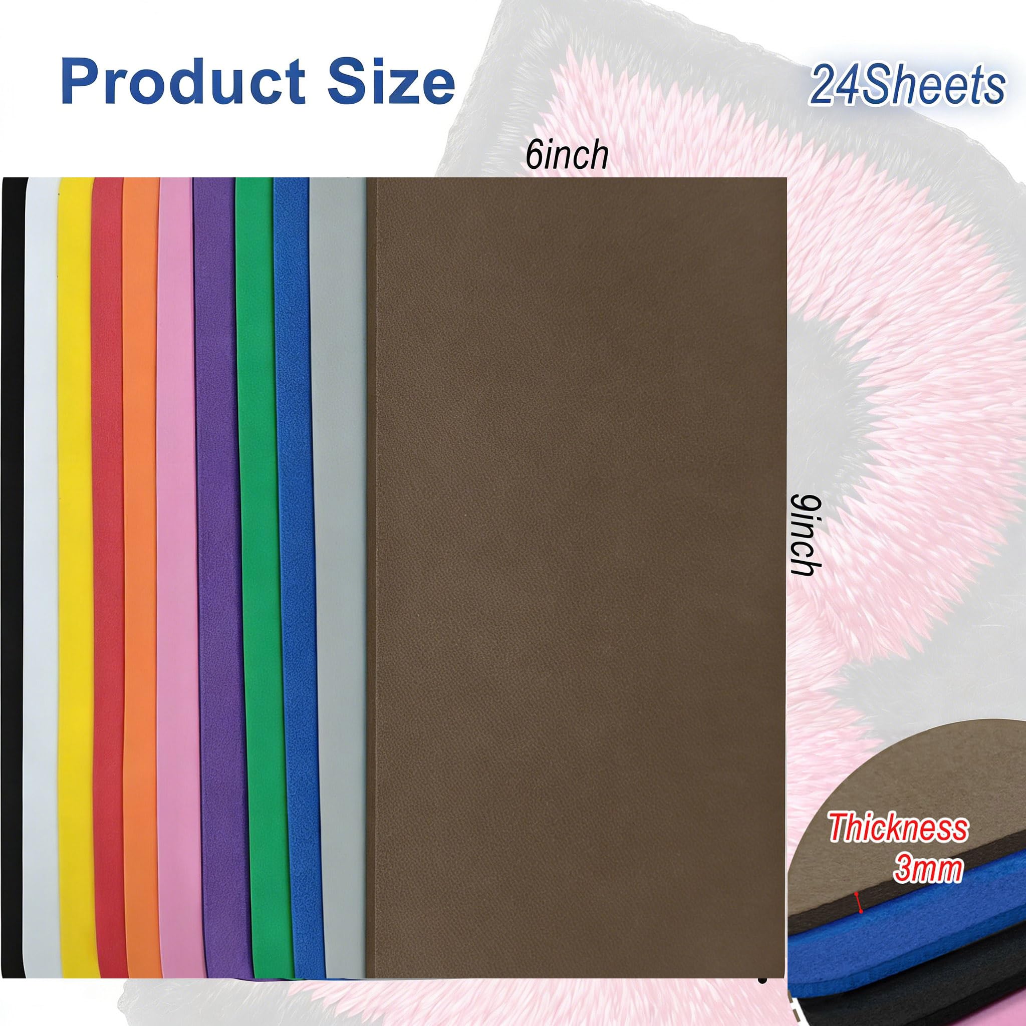24 pezzi 3 mm 3D Puff Foam Ricamo: 6x9 Schiuma da ricamo - Fogli in schiuma EVA per arti e ricamo a macchina, 11 colori