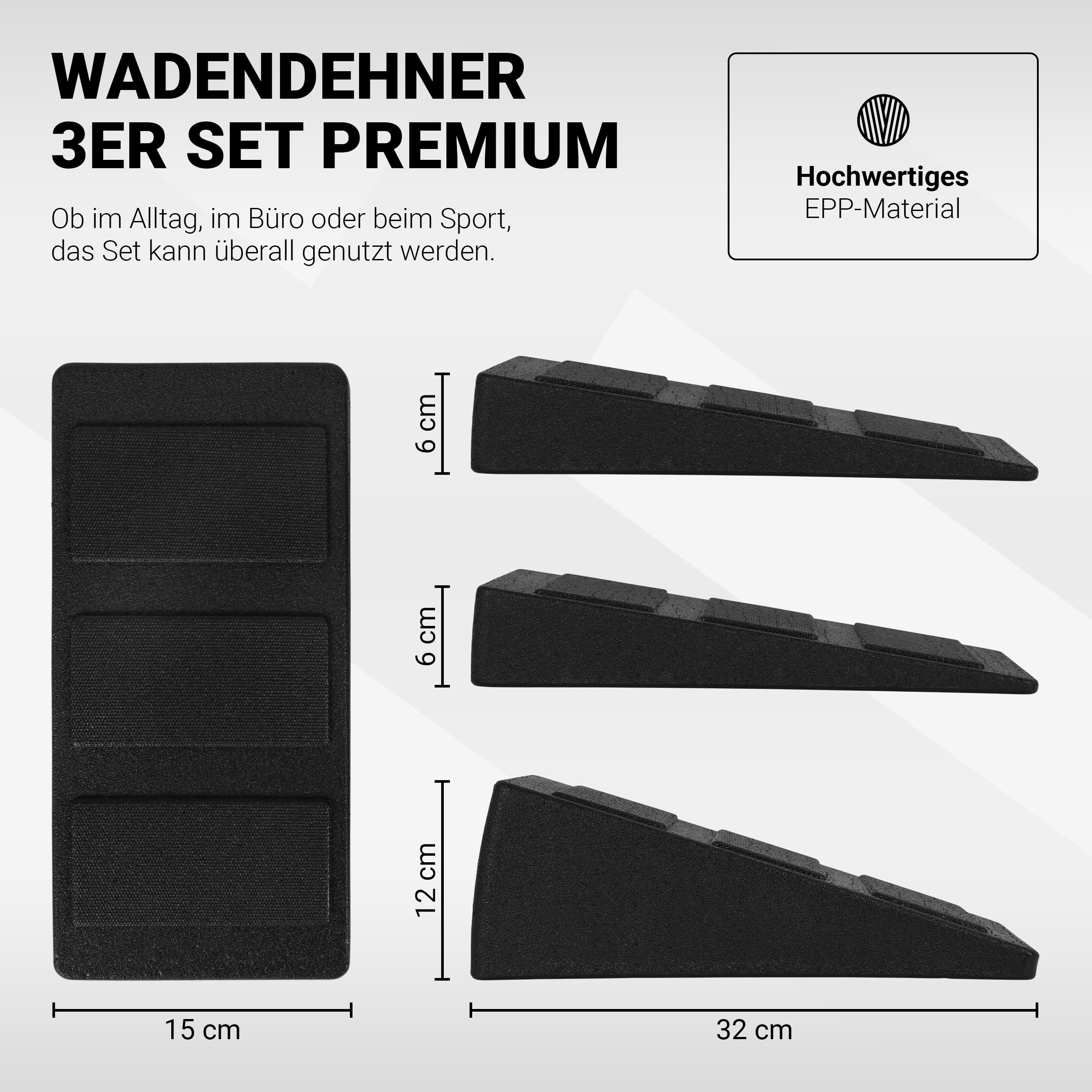 MSPORTS Wadendehner 3er Set Premium, Kniekeil, Waden-Strecker, Mobilisationskeil zum Dehnen, Beinstrecker, Wadenstrecker