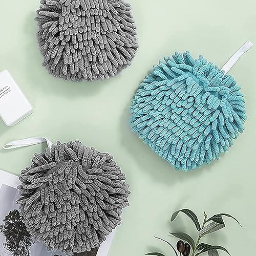 Vista 19 de Paquete de 4 toallas de mano de chenilla para baño, secado rápido, toalla de baño de manos con bucles para colgar, microfibra absorbente para secado