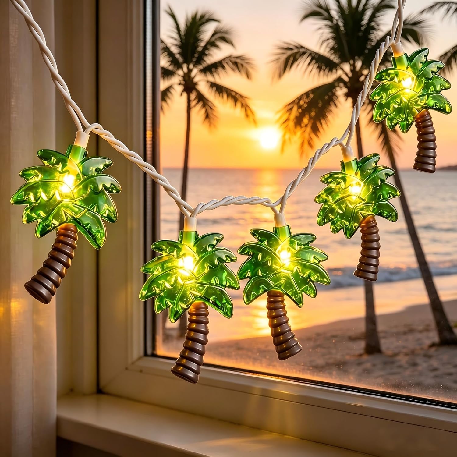 8.5Ft Palm Tree String Lights with 10 Palm Tree Light, Summer Beach Themed Decor…