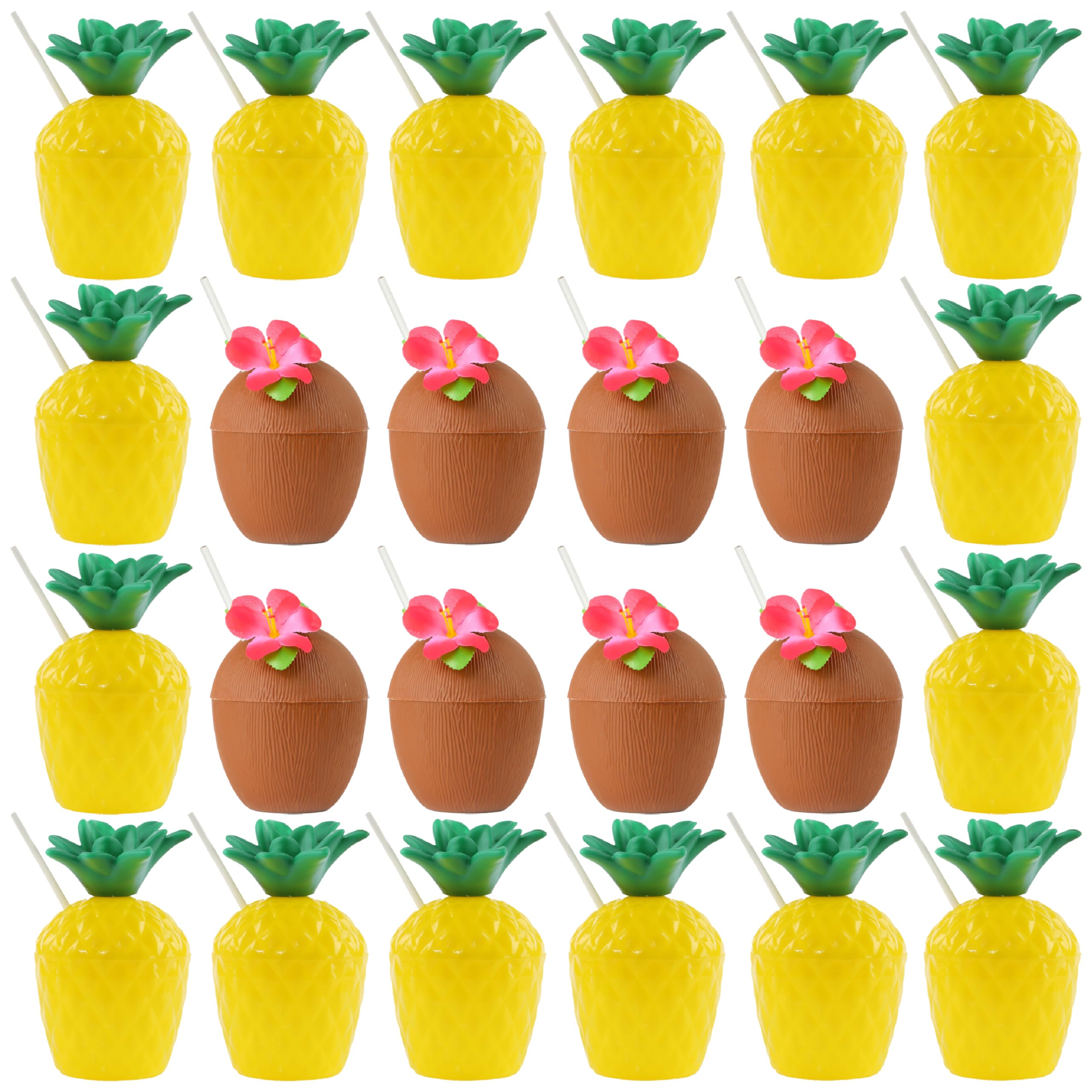 Gobelets réutilisables en plastique ananas et coco pour des pique-niques et barbecues ensoleillés