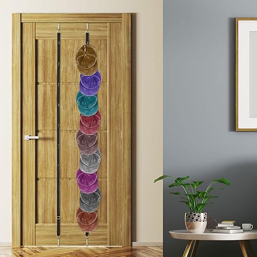 Miniatura 5 de 2 piezas ajustables para tapas de puerta, organizador de tapas colgantes para armario, soporte para gorra de béisbol, organizador de gancho para