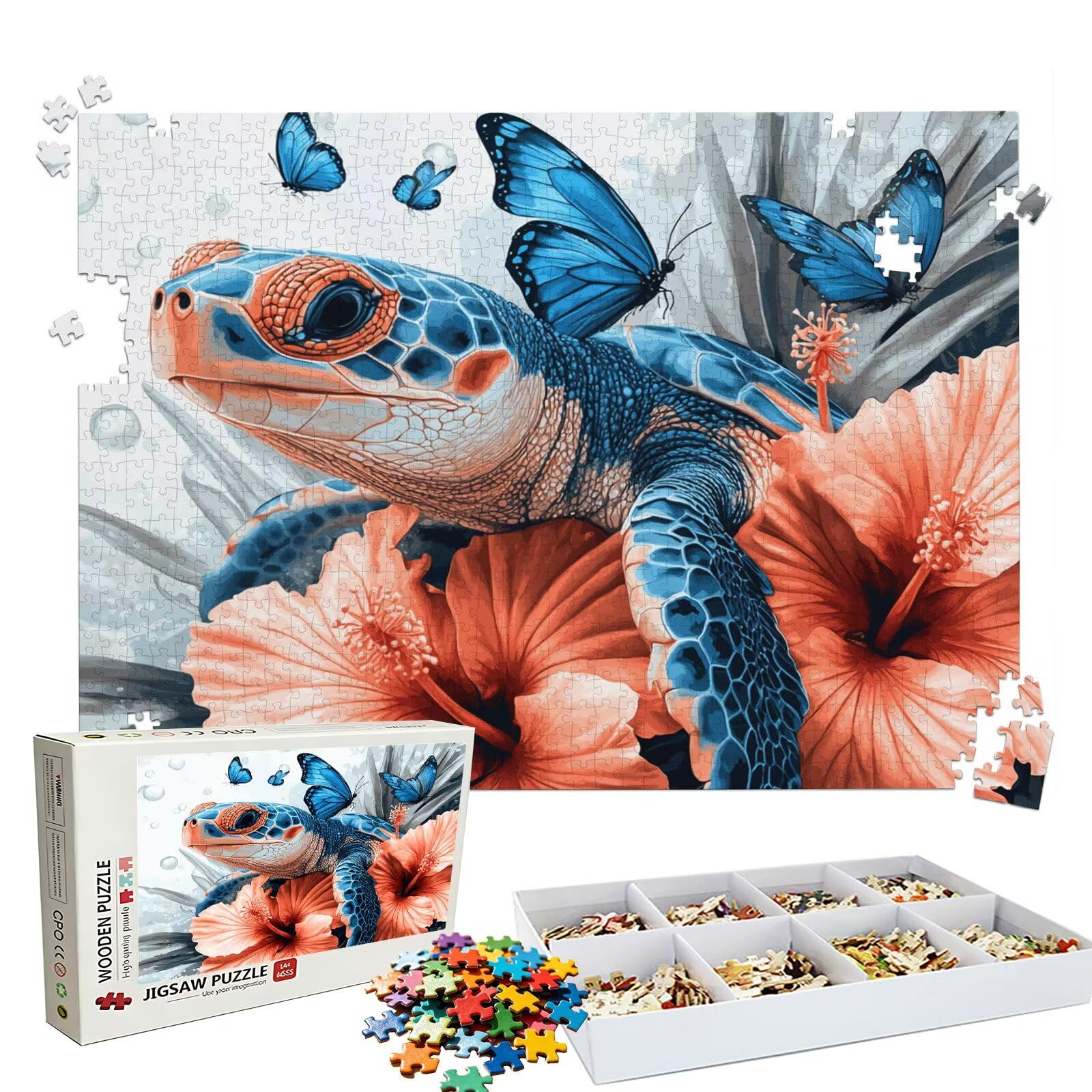 Puzzle 4000 Pezzi Farfalla tartaruga marina, Puzzle 4000 Pièces Challenge Impossible, Puzzles 141.5x87.5 cm Taglia Grande Adulti, Giochi Educativo per Famiglie, Decorazioni Casa Regalo W3H-927