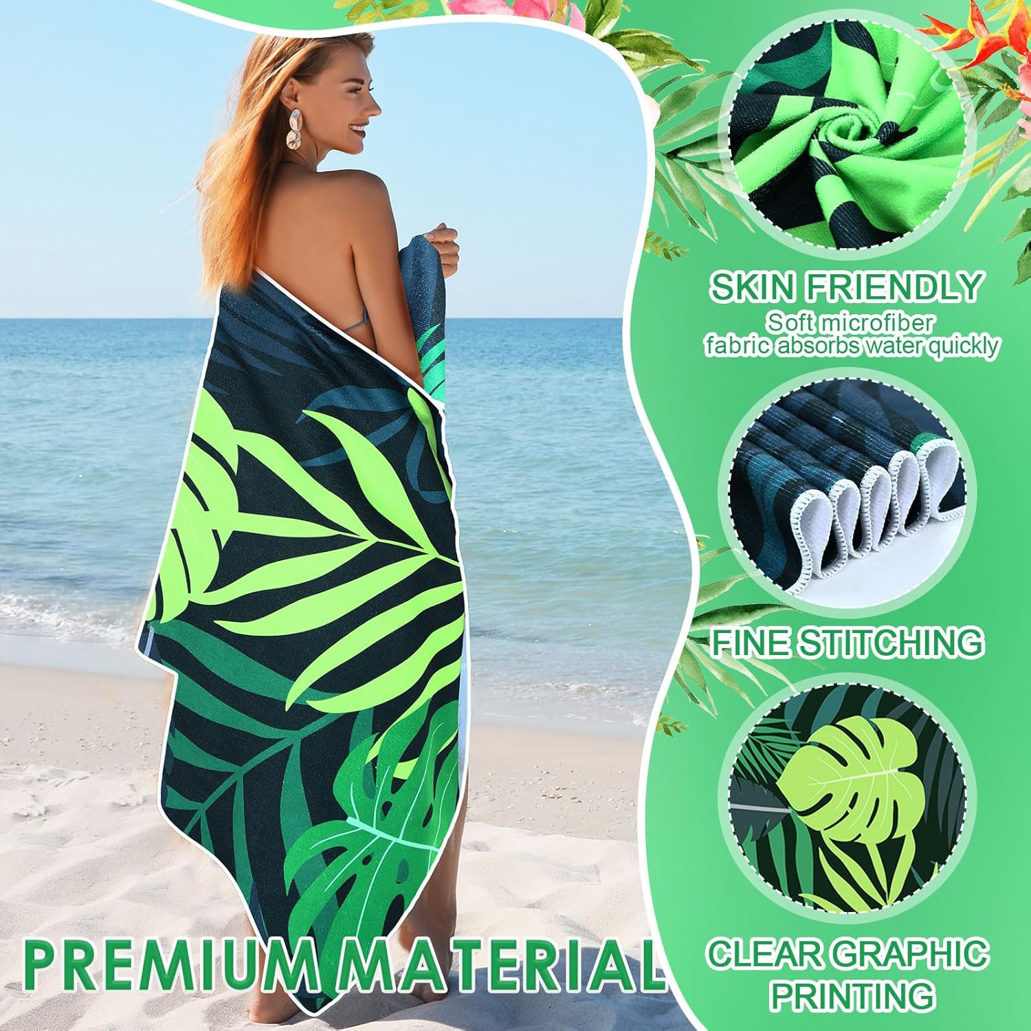 6 Pcs 72 x 36 Microfiber Oversized Beach Towels Large Absorbent Thin Compact Lightweight Sand Free Quick Dry Towels Pack for Travel Pool Yoga Gym Sports Beach Accessories(Hawaii)