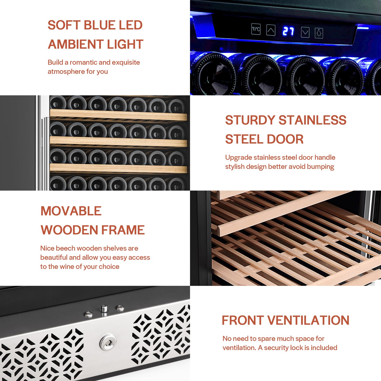 Empava 24 Inch Wine Fridge, 171 Bottle Wine Cooler Refrigerator With Professional Compressor, Large Capacity Fast Cooling Low Noise For Wine Enthusiasts, Built-In Or Freestanding on Fridge.com - View 6