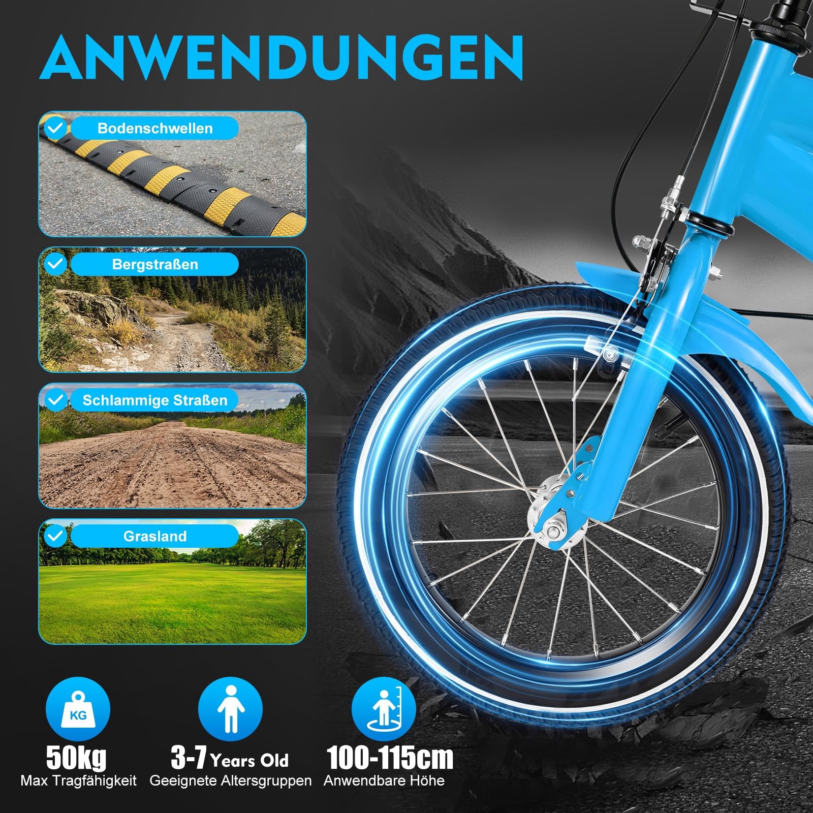 14 Zoll Kinderfahrrad für ab 3-7 Jahre Jungen & Mädchen, Upgraded Kinder Fahrrad mit Stützrädern, Fahrrad für Kinder, HöHenverstellbar Kinderfahrräder für Schulung Outdoor Reiten