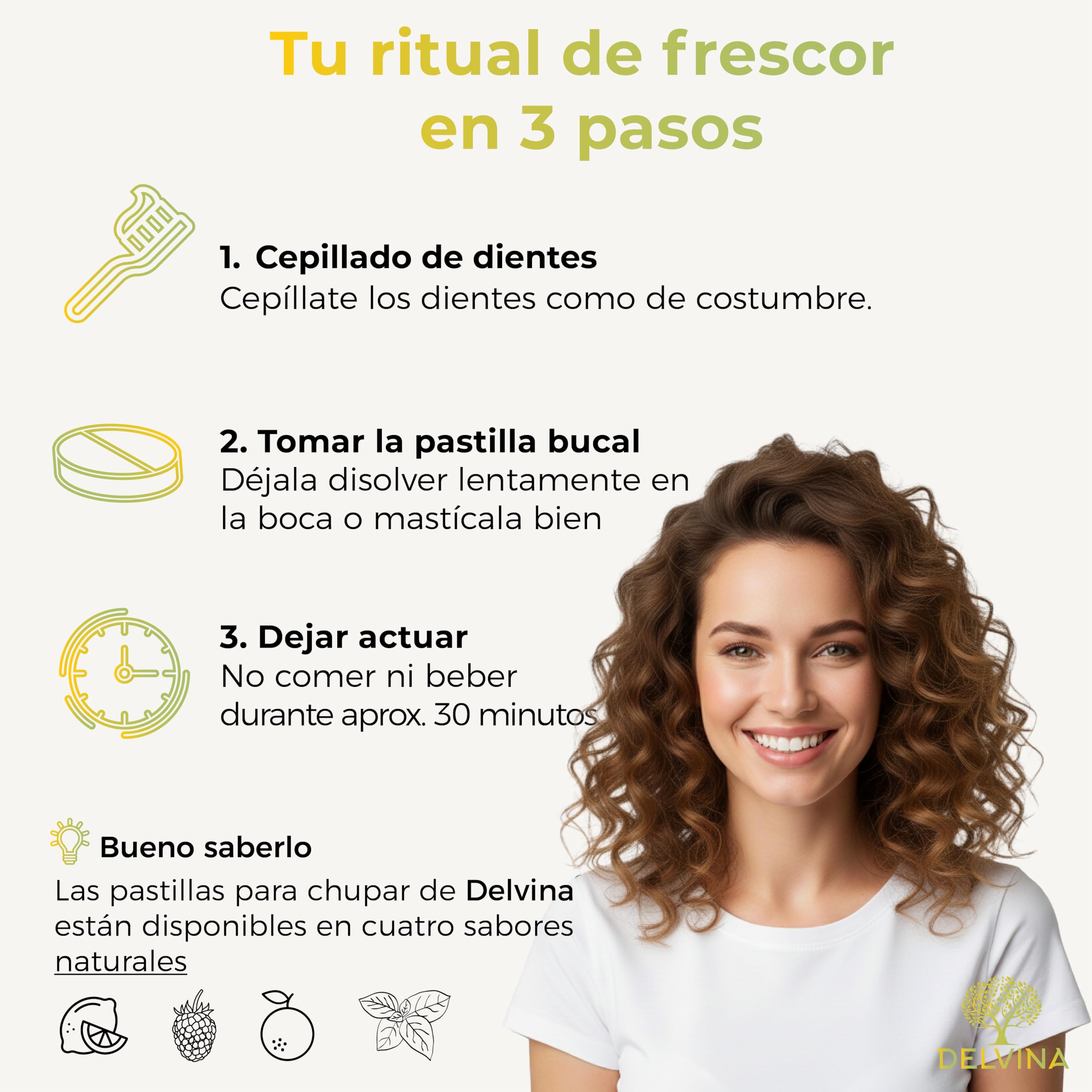 Combate el mal aliento - 90 pastillas para la higiene bucal sin enjuague bucal ni limpiador lingual - Aliento fresco - Cultivos bacterianos con vitamina D3 contra el mal aliento, limón