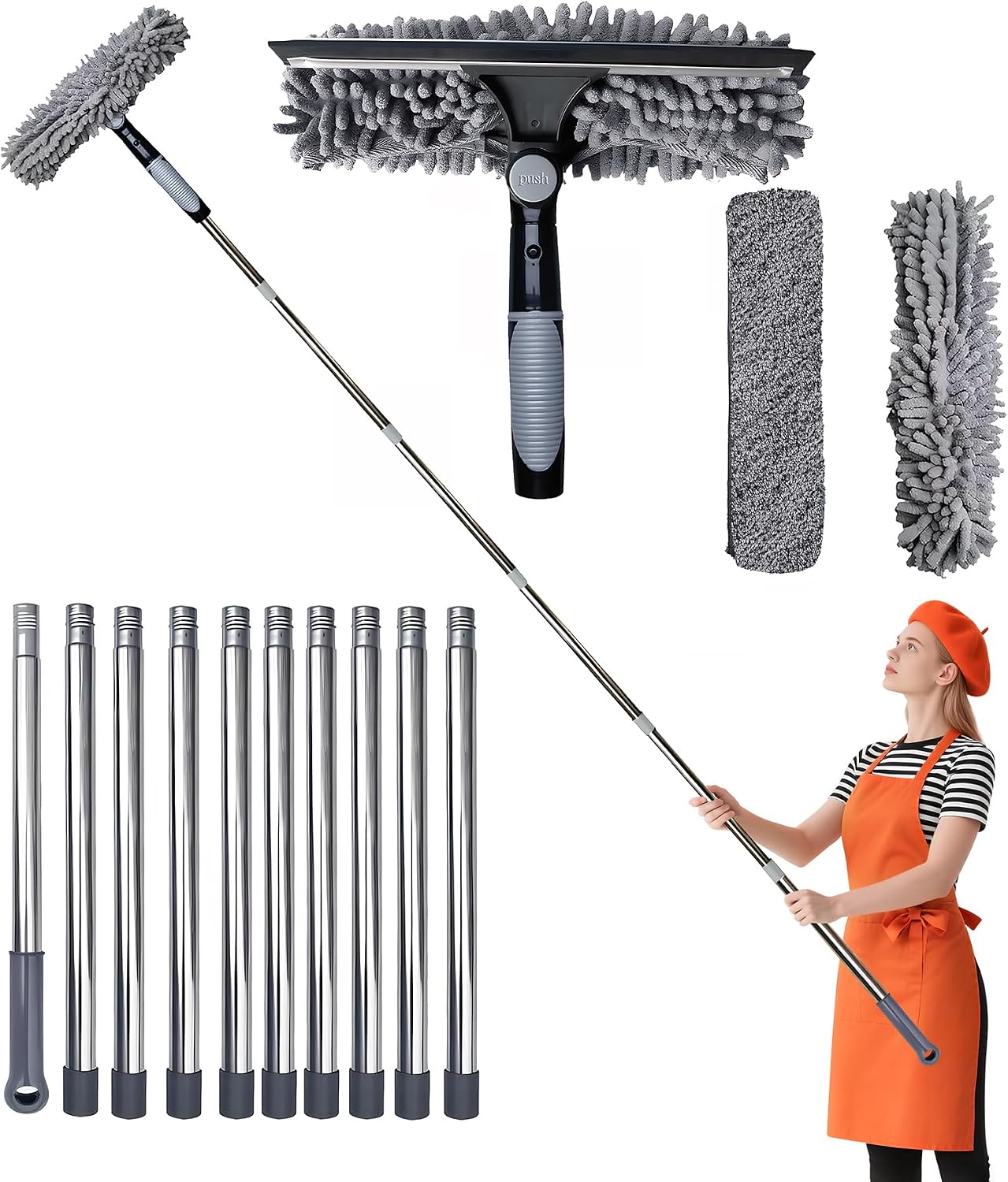 Window Cleaner Rack Window Cleaning Kit,14ft Telescopic Window Cleaner Window Cleaning ...