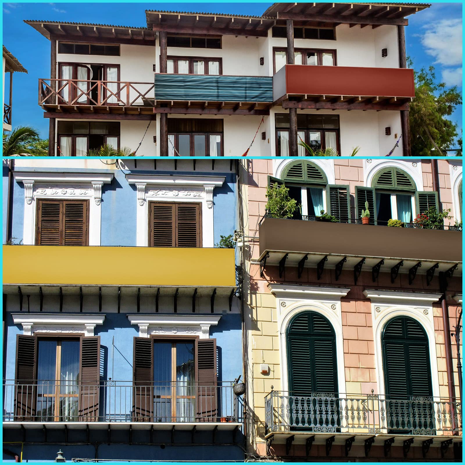 Copertura per Balcone Impermeabile 80x1200cm Telo di Rivestimento Poliestere Marrone
