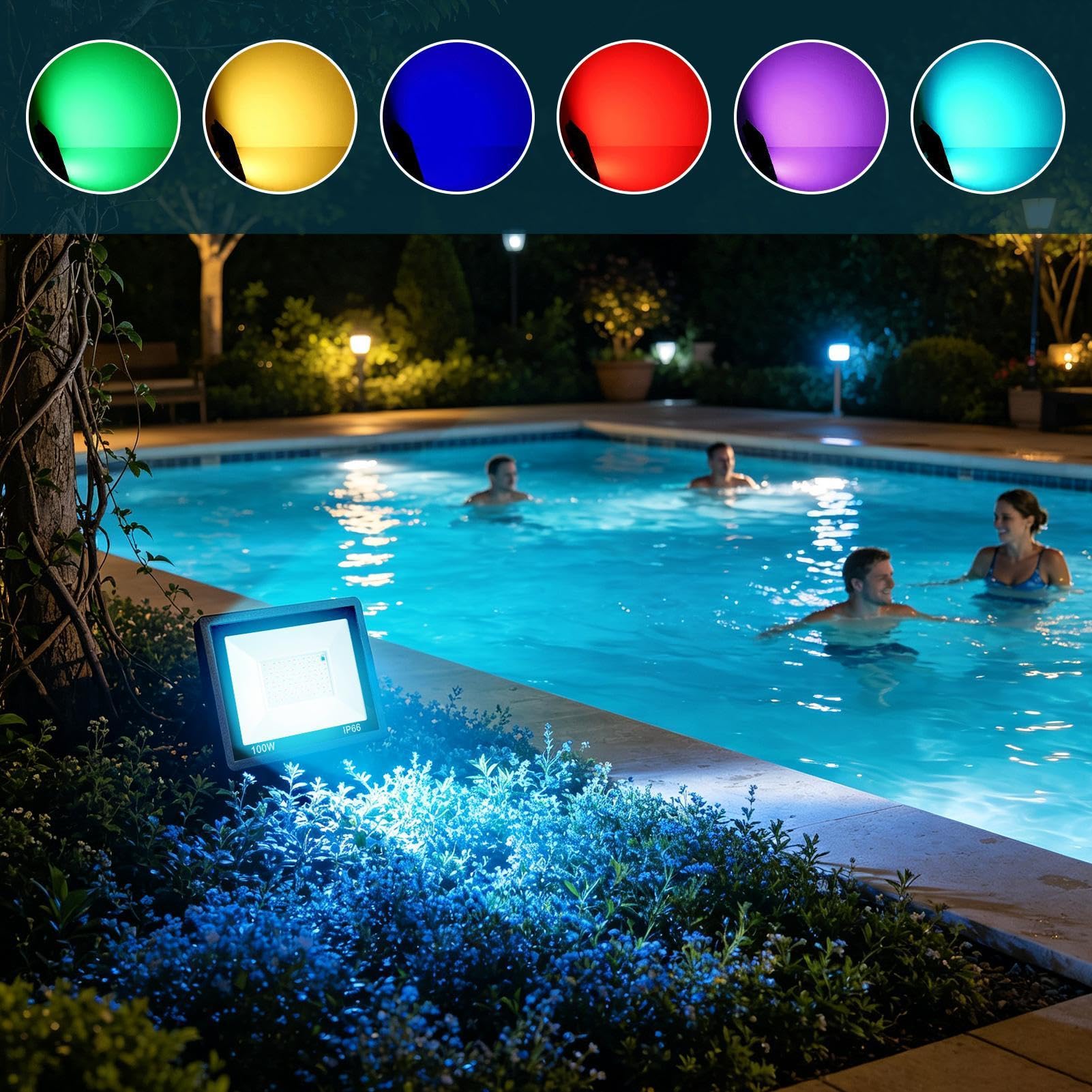 Lampa Zalewowa Zewnętrzna Oprawa Oświetleniowa RGB Zmieniająca Kolor Z | Reflektor Podwórkowy Do Ogrodu, Podwórka, Patio, Werandy, Ścieżek, Chodników I Garażu