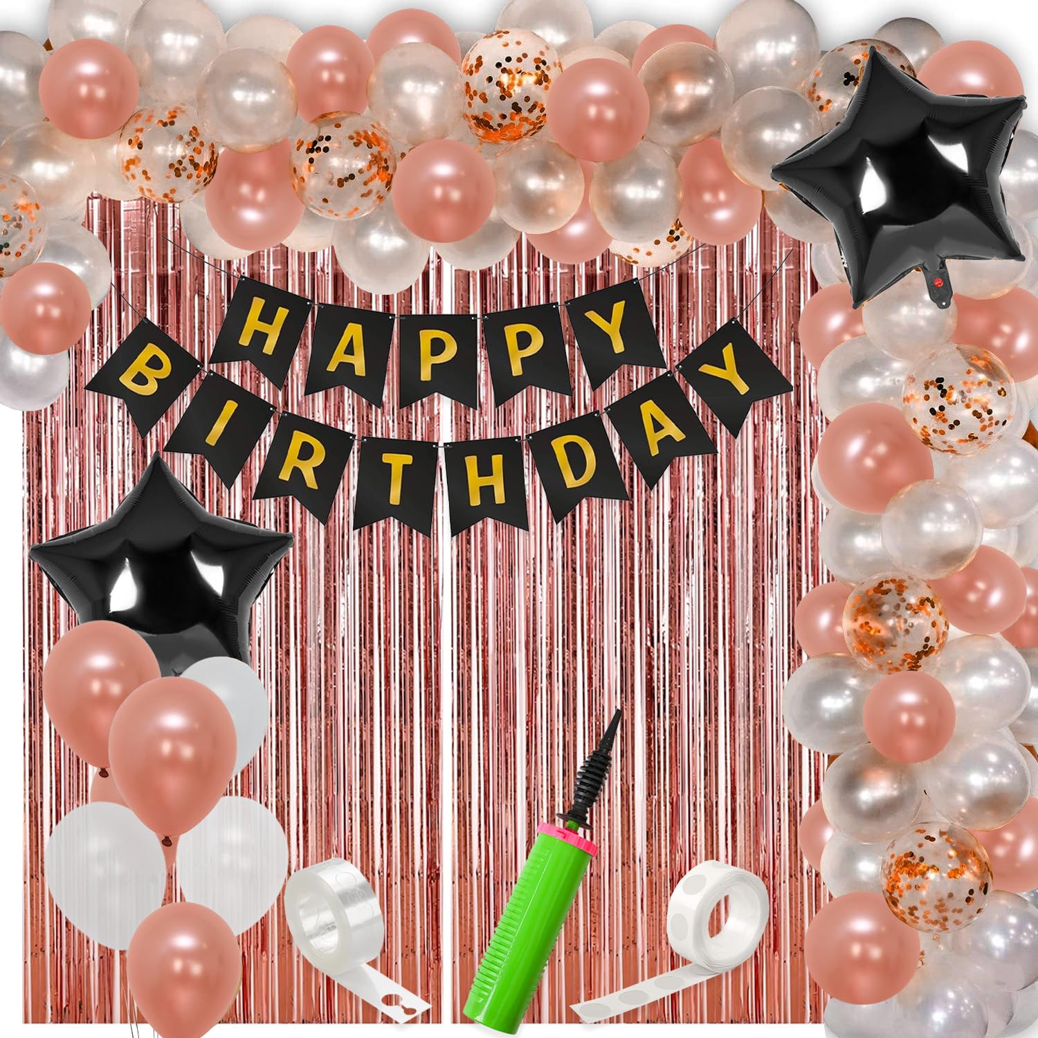 Rozi Decoration Foil Happy Birthday Decoration Items Set Of 63 Pcs Adult Birthday Decoration Kit | Happy Birthday Decoration Items | Husband Birthday Decoration Kit, Multicolor