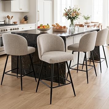 17% off: Counter Height Bar Stools Set of 4, 360° Swivel Upholstered Barstools with Backs and Metal …