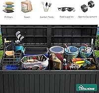 Vista 5 de YITAHOME Caja de almacenamiento para exteriores XL de 180 galones, grande, con divisor para muebles de patio, cojines de exterior, herramientas