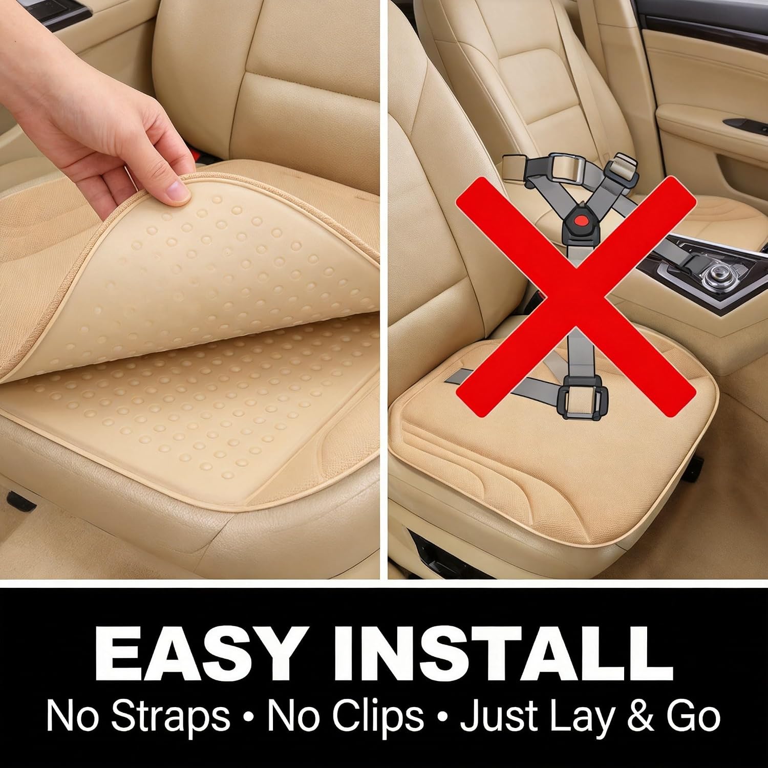Breathable Mesh Car Seat Cushion Set, Gentle Ivory Universal Fit image 3