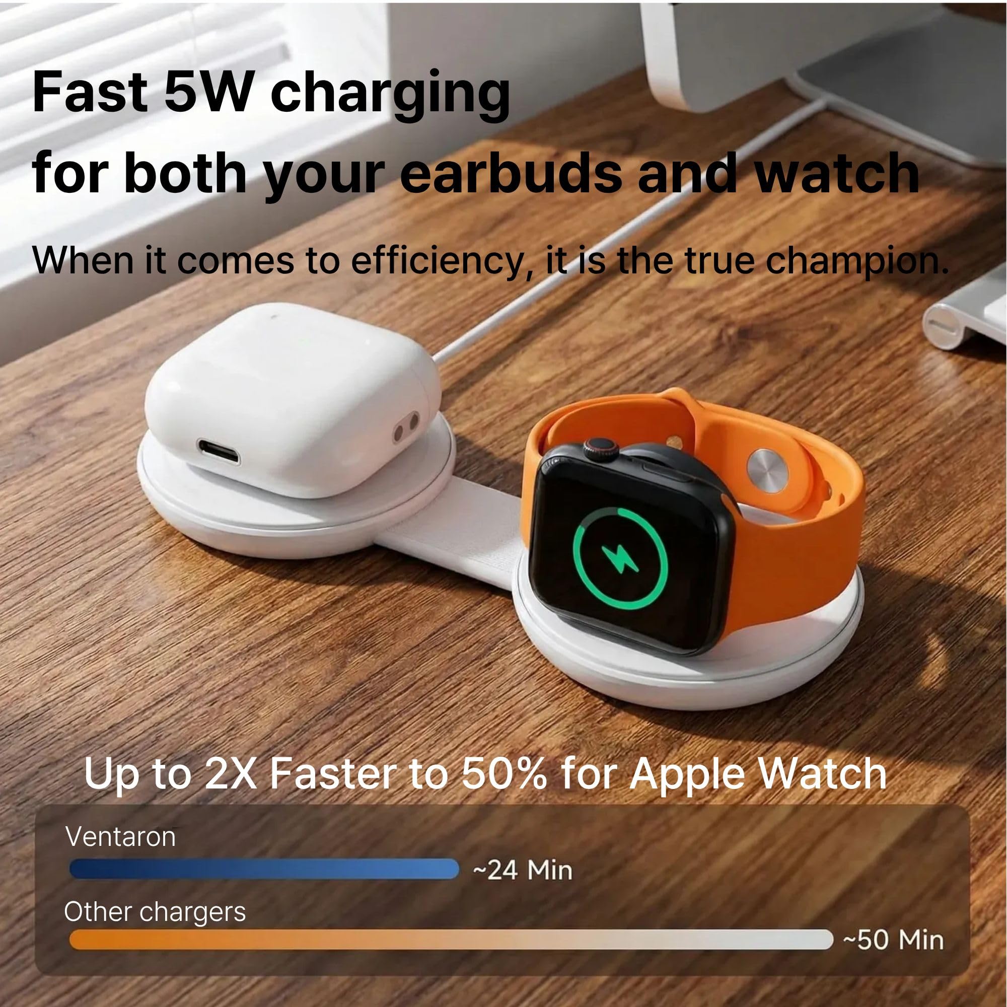 Q2.2 25W 2-in-1 Kompaktes magnetisches kabelloses Ladegerät, 25W Schnellladung für iPhone 17/16, faltbare Reiseladestation für iPhone 17/16/15/14/13 Serie für Airpods und Apple Watch (Weiß)