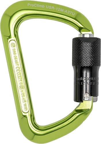 Triple Lock Gate - Forged Modified-D Aluminum - Green Anodized Finish - 24kN MBS 16kN Gate Strength Triple Lock Gate - Forged Modified-D Aluminum - Green Anodized Finish - 24kN MBS 16kN Gate Strength