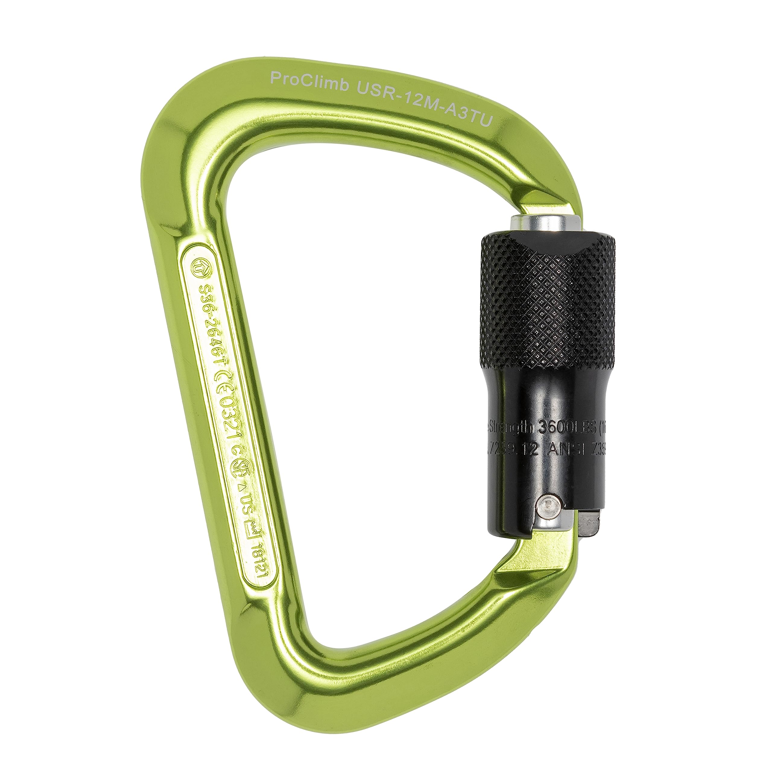 Triple Lock Gate - Forged Modified-D Aluminum - Green Anodized Finish - 24kN MBS / 16kN Gate Strength