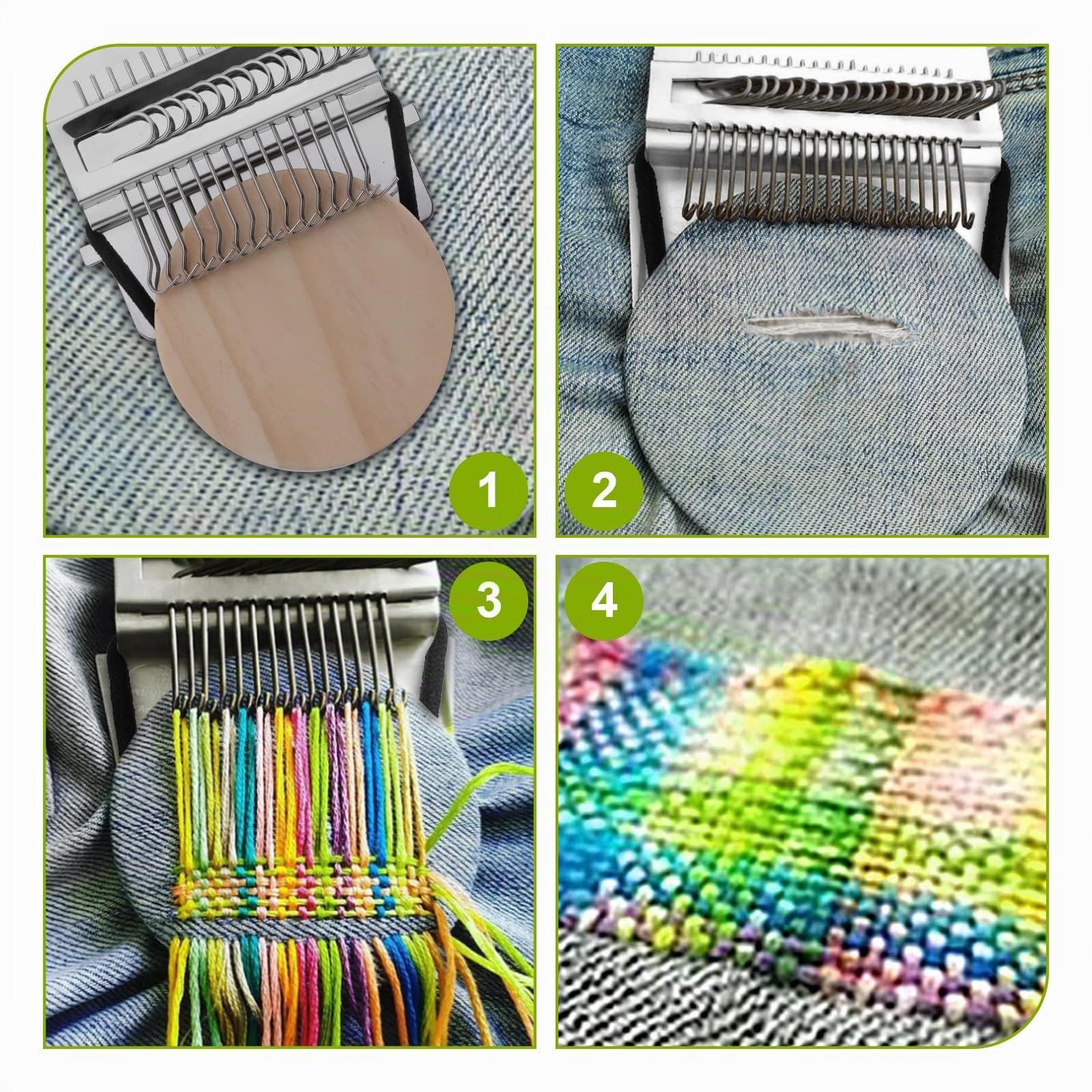 TOYMIS 1 Set kleiner Webstuhl für das Weben, Speedweve Loom aus Holz, mit komplettem Zubehör, Darning Loom Maschine für Heimwerker, Flicken, Nähen, 14 Haken