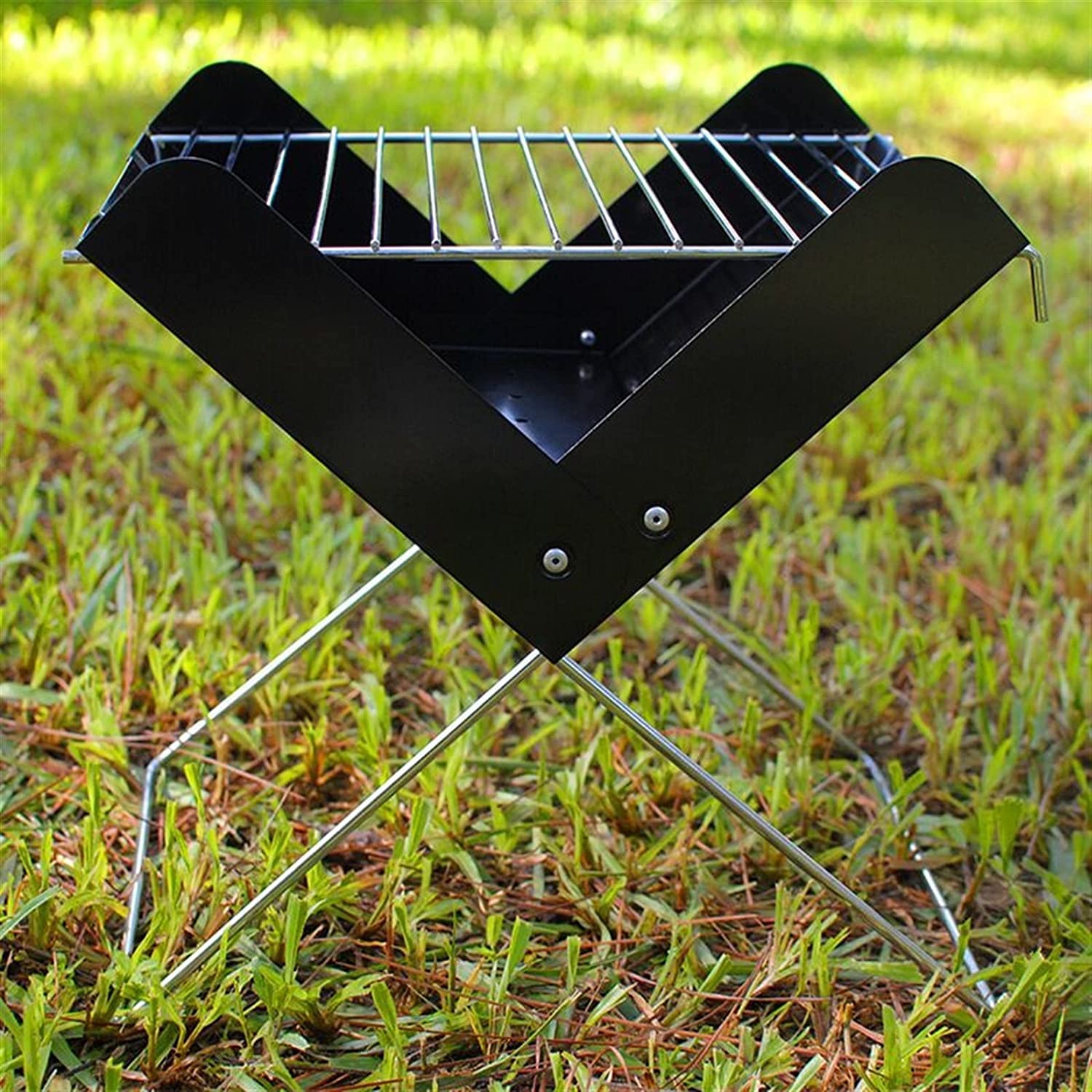 Grill Ogrodowy Grill Gazowy Przenośny Składany Mini Grill Ogrodowy Podwójny Grill Na Węgiel Drzewny