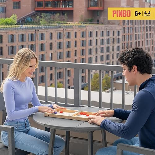 Miniatura 2 de Pinbo The Classic Slingshot Game | Juego de mesa plegable de acción rápida para 2 jugadores de madera para niños y adultos | Ideal para viajes y