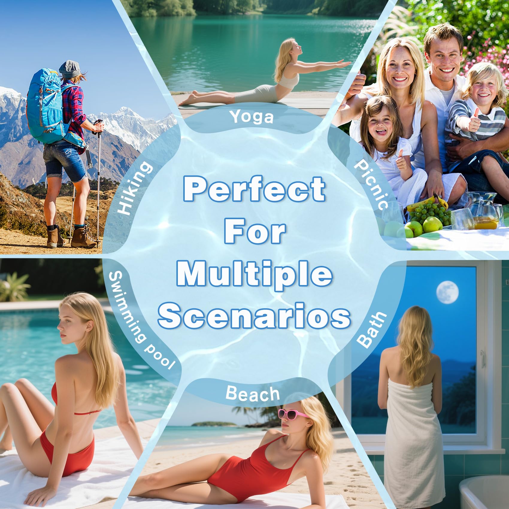 Serviette de Plage XXL Microfibre Coquillage étoile de Mer Hippocampe, Drap de Plage Séchage Rapide Anti Sable & Légère, Serviette de Bain Grande Taille 200x200 cm, Accessoire & Cadeau été