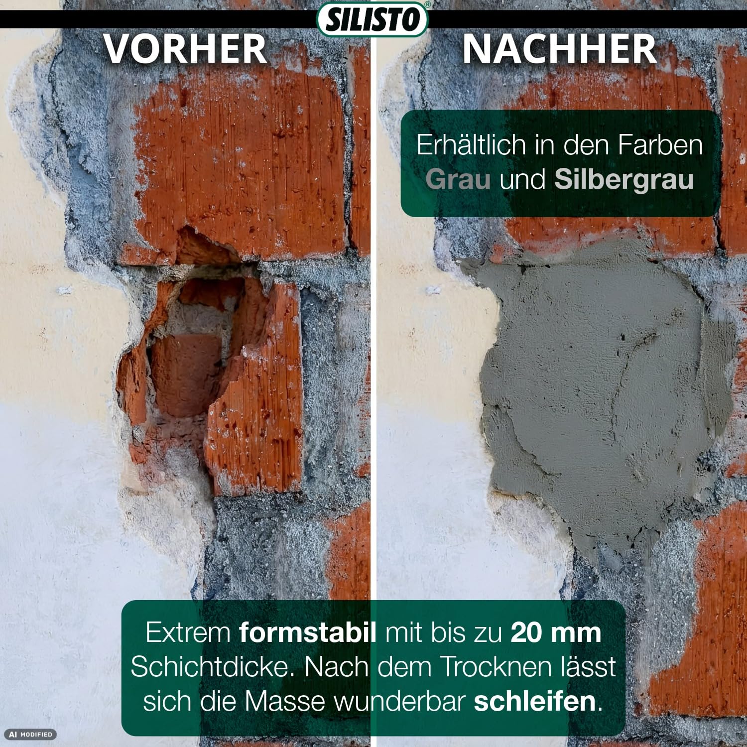 SILISTO® CONCRETE Fugenmörtel 5x 310 ml Grau + Pistole – Gebrauchsfertige Spachtelmasse für Beton & Mauerwerk – Rissfüller & Reparaturmörtel – Überstreichbar, UV-beständig & Lösemittelfrei