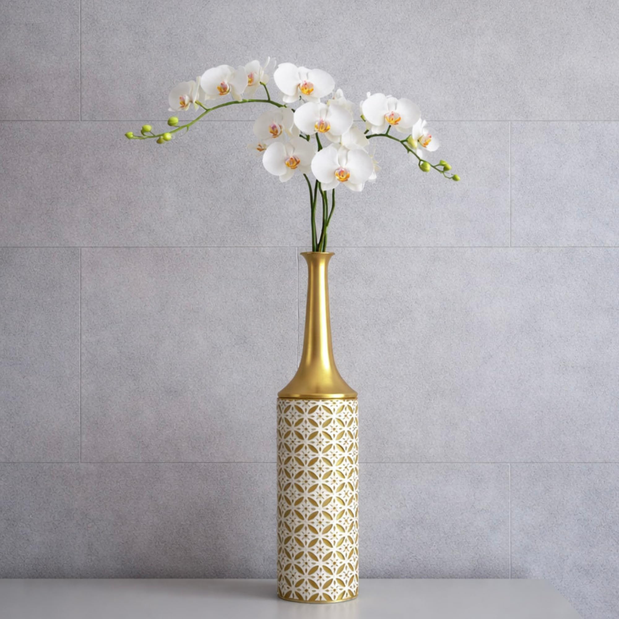 Leewadee Gran Jarrón de Suelo 65 cm Metal para Pampa & Flores Secas | Jarrón Deco para el Salón, ideal para Pampa & ramas. Irrompible, sin astillas, moderno & industrial