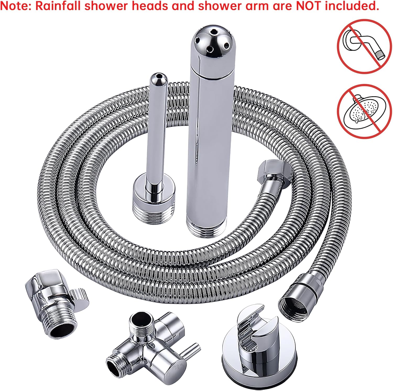 Shower Enema System with 100 Inches Hose, Diverter, Water Control Valve for Men and Women Portable Cleaning, Enema Nozzle Kit Cleaner Attachment (Polished Chrome)