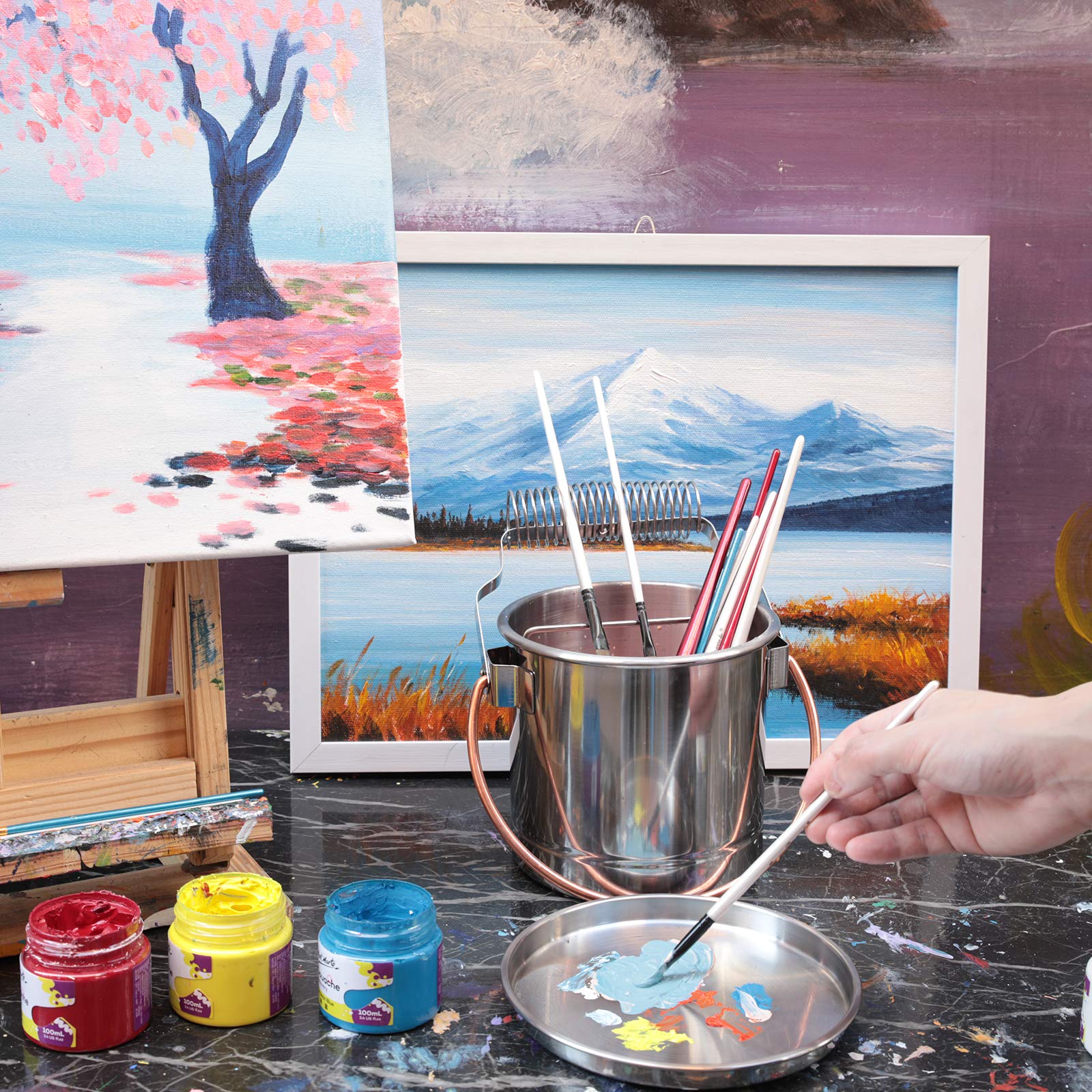 MyLifeUNIT Paint Brush Cleaner, Paint Brush Holder with Large Capacity Wash Tank and Removable Screen - Image 7