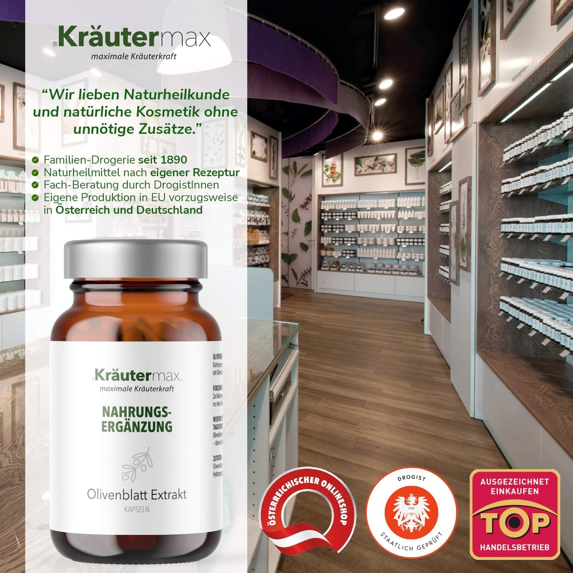 Kräutermax Olivenblatt Extrakt Kapseln mit 500 mg Olivenblattextrakt und 100 mg Oleuropein, 60 Stück