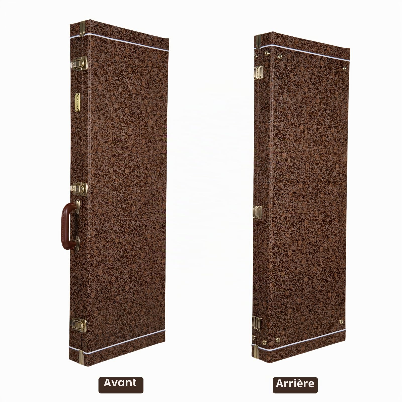 Crossrock étui rectangulaire en Bois pour Guitare électrique Jazzmaster & Jaguar, Blossom Brown en Similicuir, Doublure en Velours Vert forêt, Serrure — Designer Series CRW530JMBQ