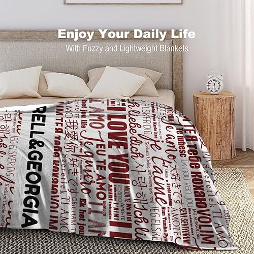Miniatura 5 de Custom Name Throw Blanket with Couples Name, Personalized I Love You Art Word Blankets for Aldults,Wedding Anniversary Honeymoon Sofa Couch Beds