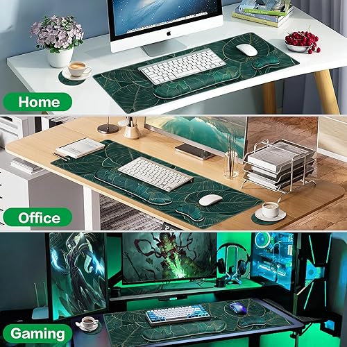 Miniatura 7 de Alfombrilla de escritorio, alfombrilla de mouse grande para juegos con reposamuñecas, 4 en 1 XXL, reposamuñecas para teclado, soporte de muñeca y