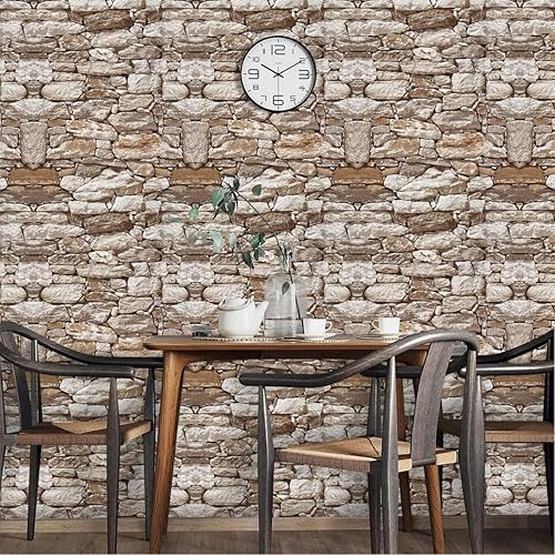 Miniatura 7 de Orainege Papel tapiz de ladrillo vintage para cocina, autoadhesivo, extraíble, 17.7 pulgadas, 393.7 pulgadas